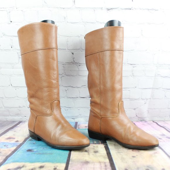 Vintage LL Bean Brown Leather Knee High Tall Riding Boot Size 6.5 B - Picture 3 of 9